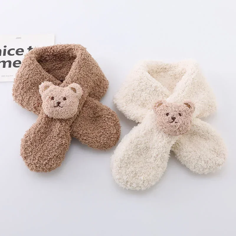 Kawaii Baby Scarfs Lovely Cartoon Doll Bear Shawls for Toddler Boy Girl Cute Scarf Autumn Winter Warm Baby Clothing Accessories