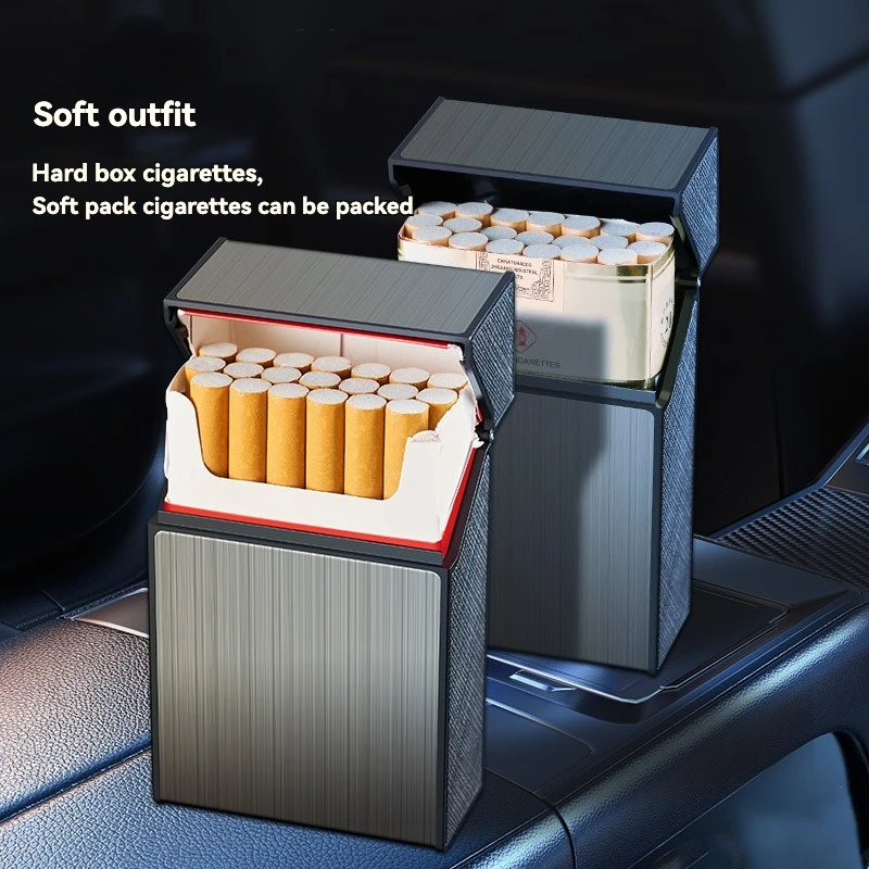 Portable Cigarette Case Metal Smoking Cigarette Box 20pcs Capacity Tobacco Holder Cigarettes Pack Cover Storage Box Men's Gadget