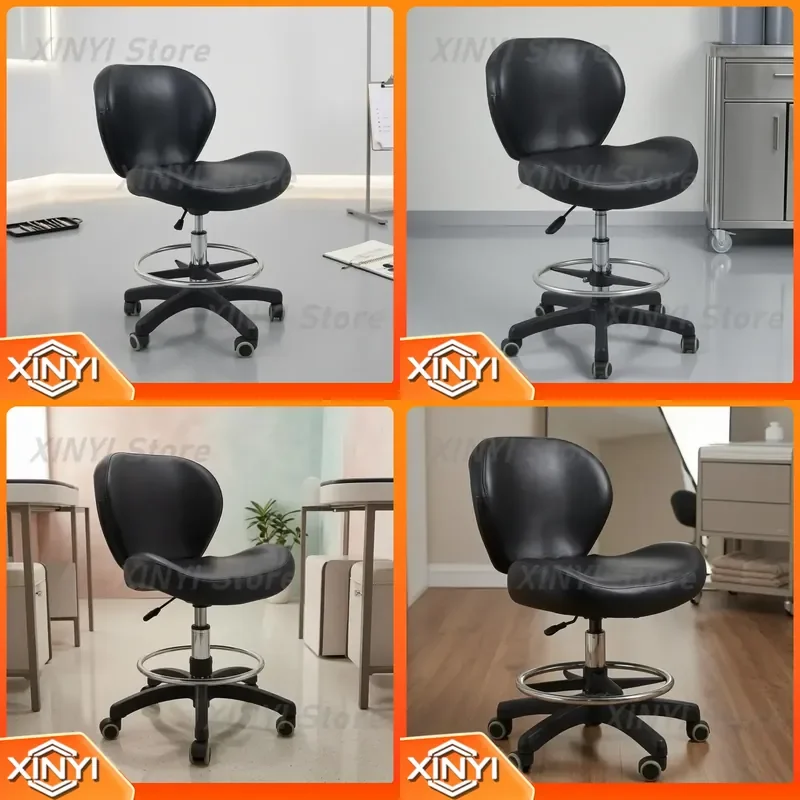 Swivel Salon Chair Stool for Hair Salon Beauty Salon Barbershop Padded Rolling Seating Furniture Chrome Base Stylish Modern