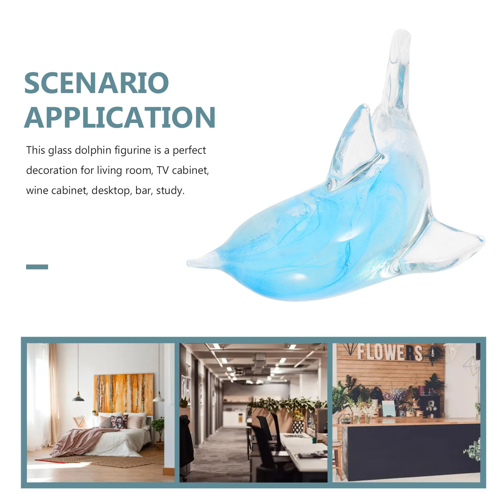 Artistic Glass Dolphin Statue Unique Coastal Desktop Decor for Living Room TV Cabinet Study Space Bedroom Room Home Office