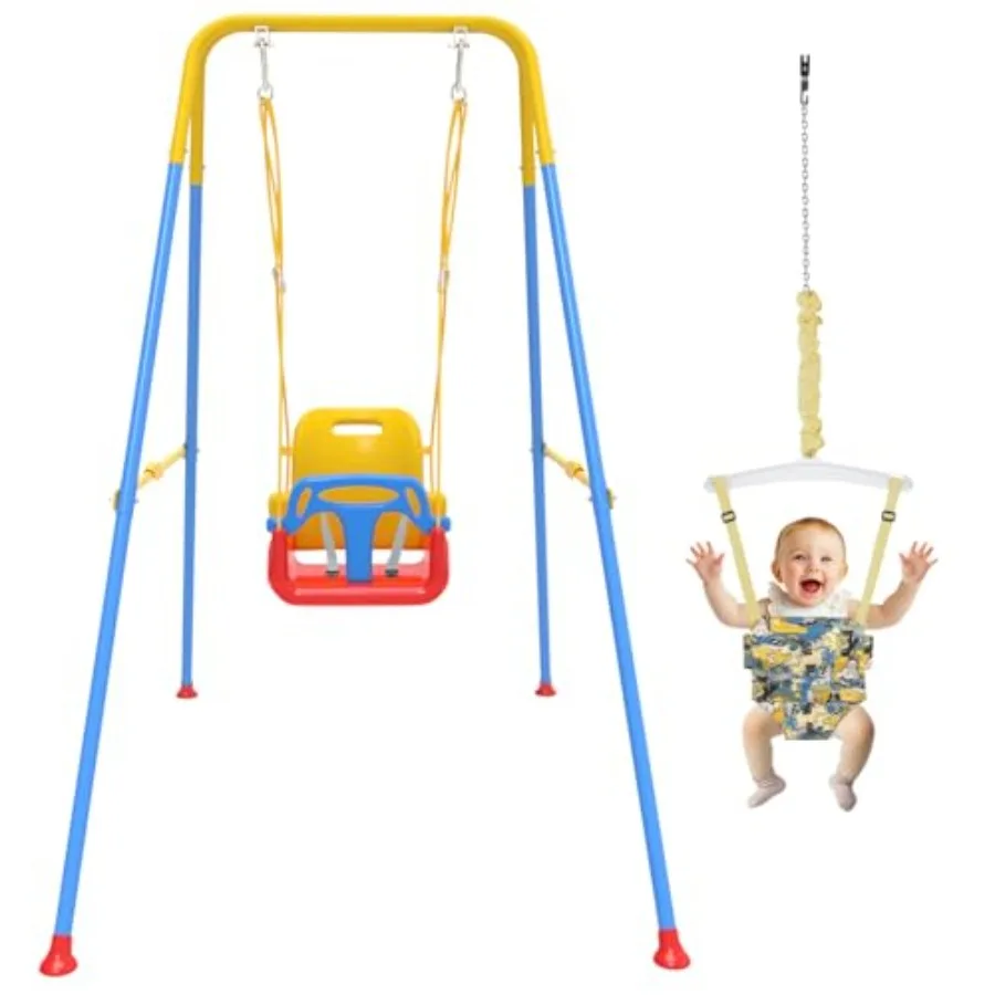 

Детские качели-прыгунки 2-в-1 для малышей, складные, с мягкой подушкой, для использования в помещении и на улице, легко устанавливаются