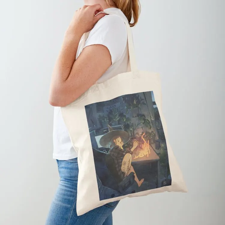 Fire Ghost Kitty Tote Bag Lady bag tote bags cloth bags eco pack Cloth bag