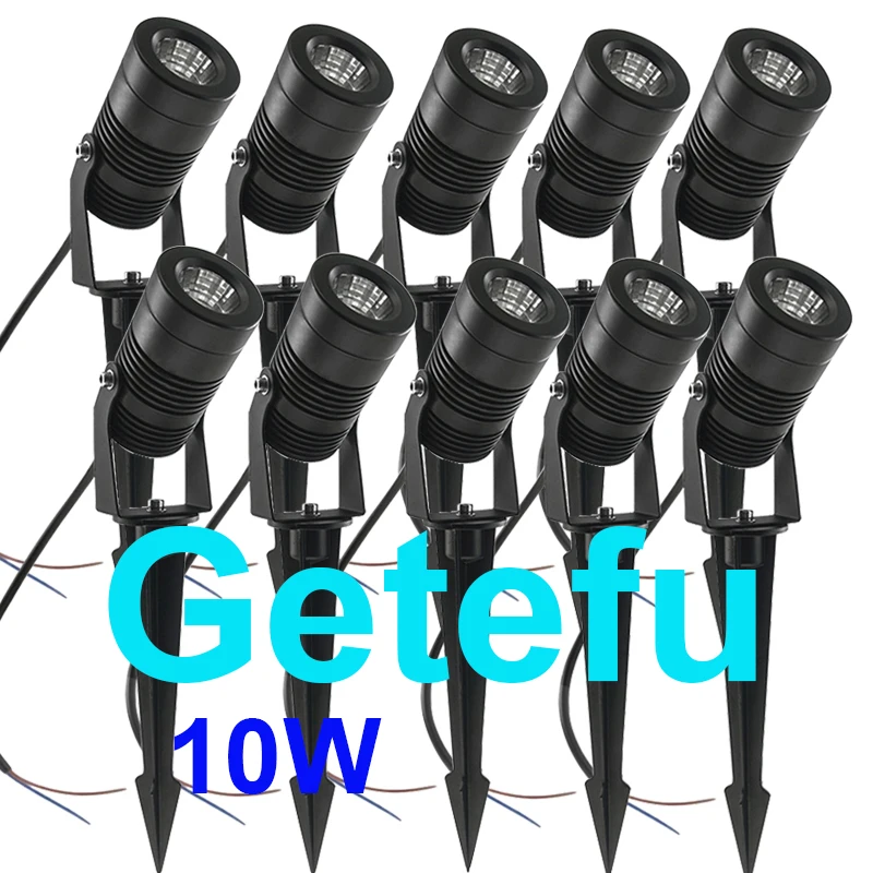 Getefu 10 Piece LED Garden Spike Light Black 5