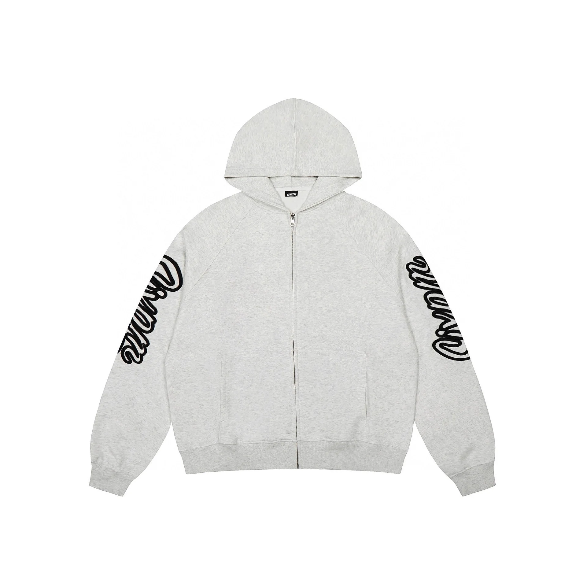 سترة بقلنسوة رياضية مرقعة بشعار Sixpm مطرزة بسحاب على الطراز الأمريكي كاجوال بأكمام طويلة من القطن للشباب