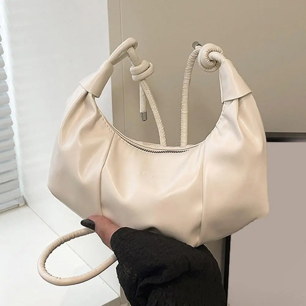 Umhängetasche für Damen, Kunstleder-Schultertasche, plissierte Halbmond-Hobo-Tasche, Unterarm-Tasche, lässige Umhängetasche, Messenger-Tasche – Detail 27