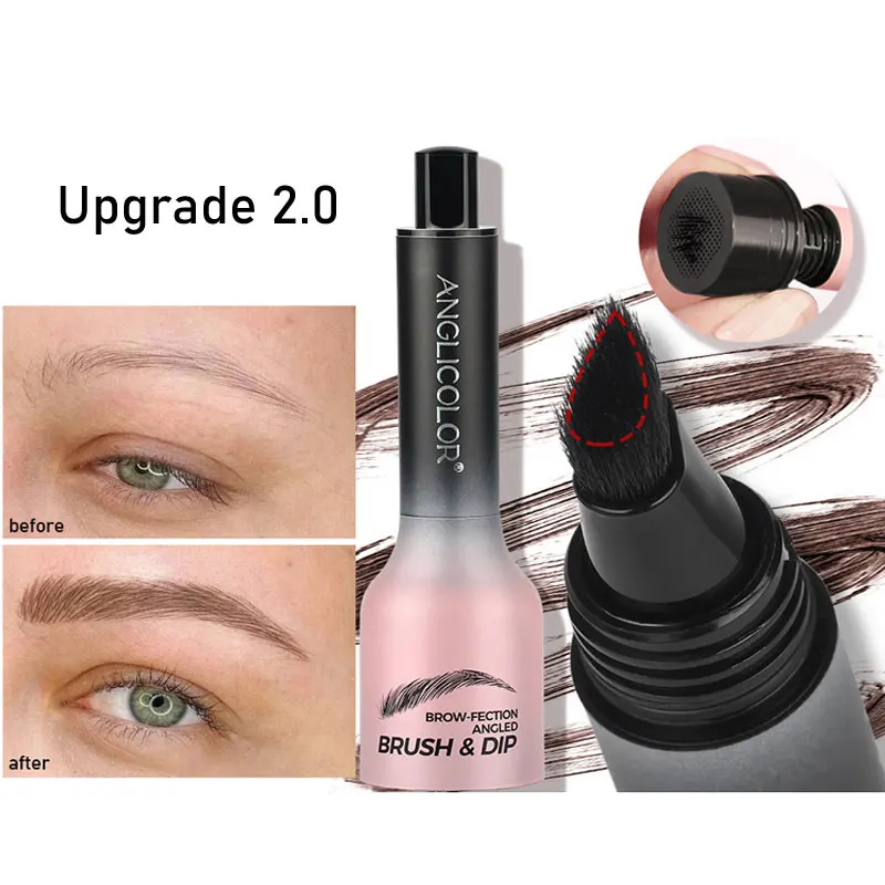 Tinte para cejas, prensa mejorada, cabezal de cepillo fino, crema para cejas, resistente al agua, sin manchas, cejas salvajes densas tridimensionales naturales