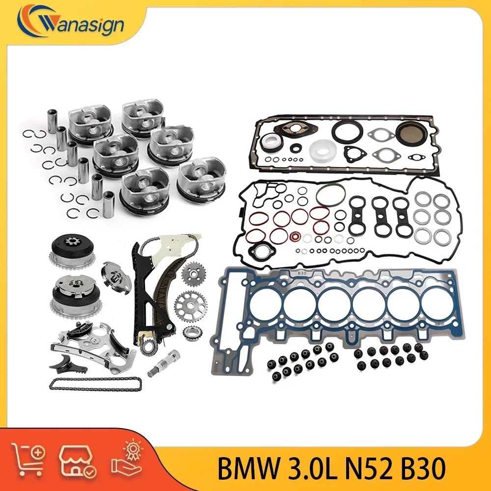 AUTO Engine Gaskets Overhaul Rebuilding kit Set For BMW E82 E88 328i 3.0L N52B30 l6 GAS DOHC Naturally Aspirated 2007-2024