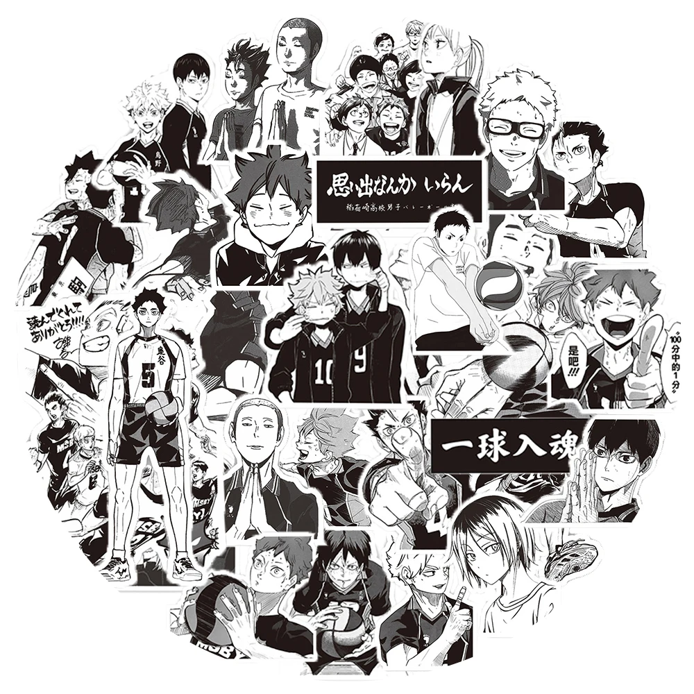 10/30/65pcs Anime Haikyuu!! Stickers Cool Black White Graffiti Sticker DIY Phone Diary Suitcase Shoyo Hinata Cartoon Manga Decal