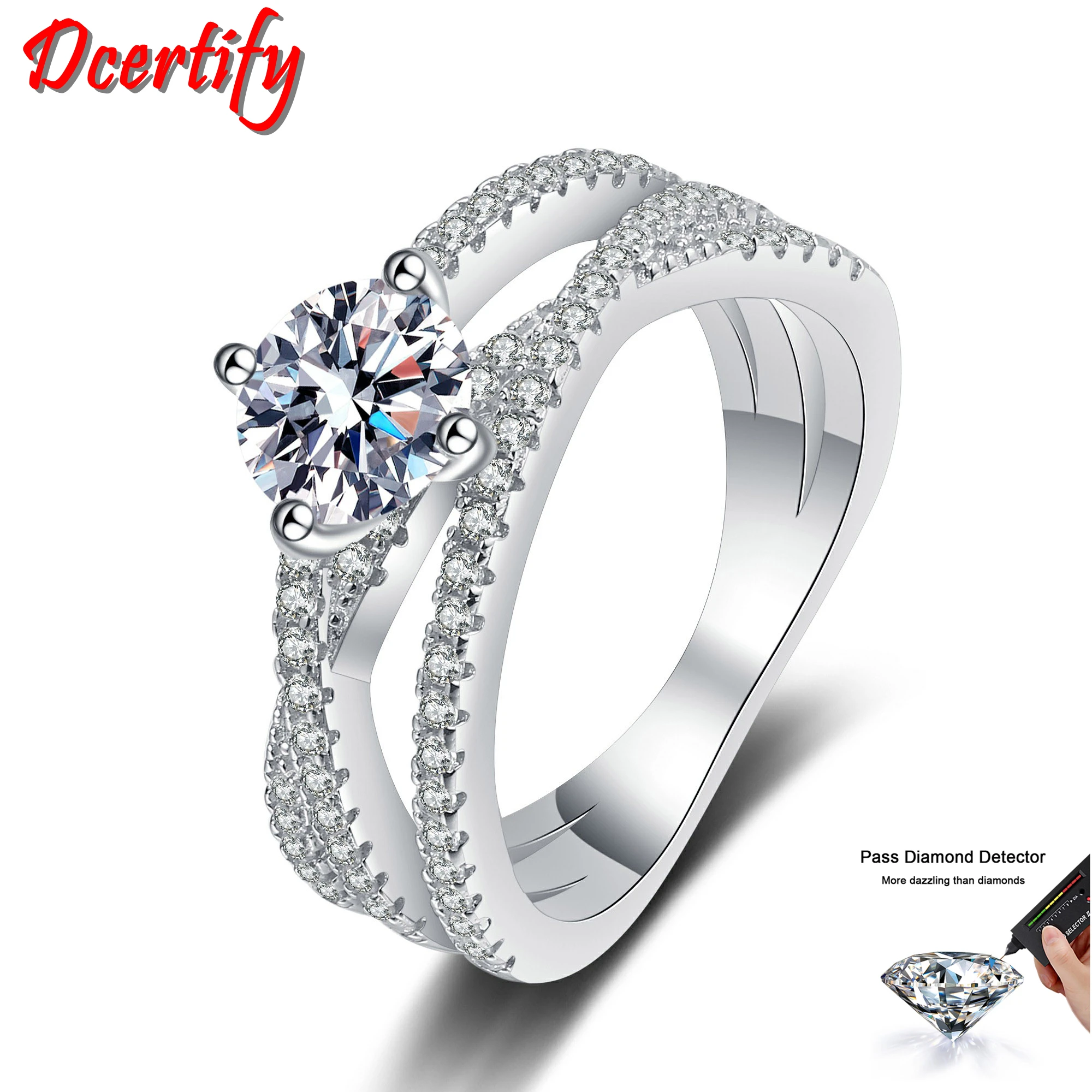 

Popular 1CT Moissanite Rings D Color Pass Diamond Test Women 10K White Gold Wedding Band Beautiful Anniversary Day Gift For Lady