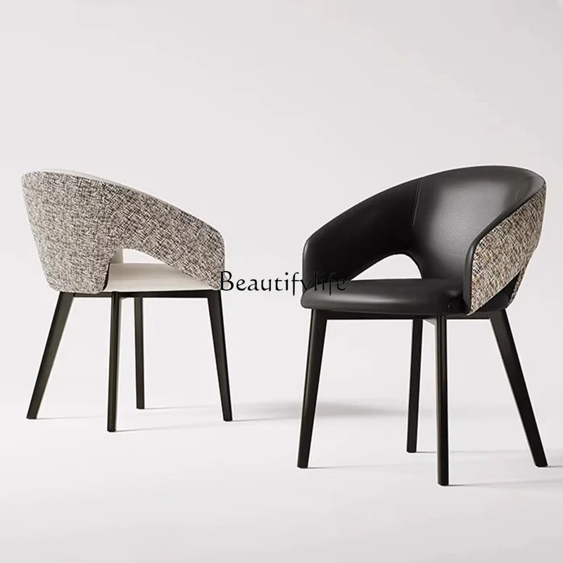 

01 Italian Minimalist Light Luxury Dining Chair Modern Simple Designer High-end Armchair