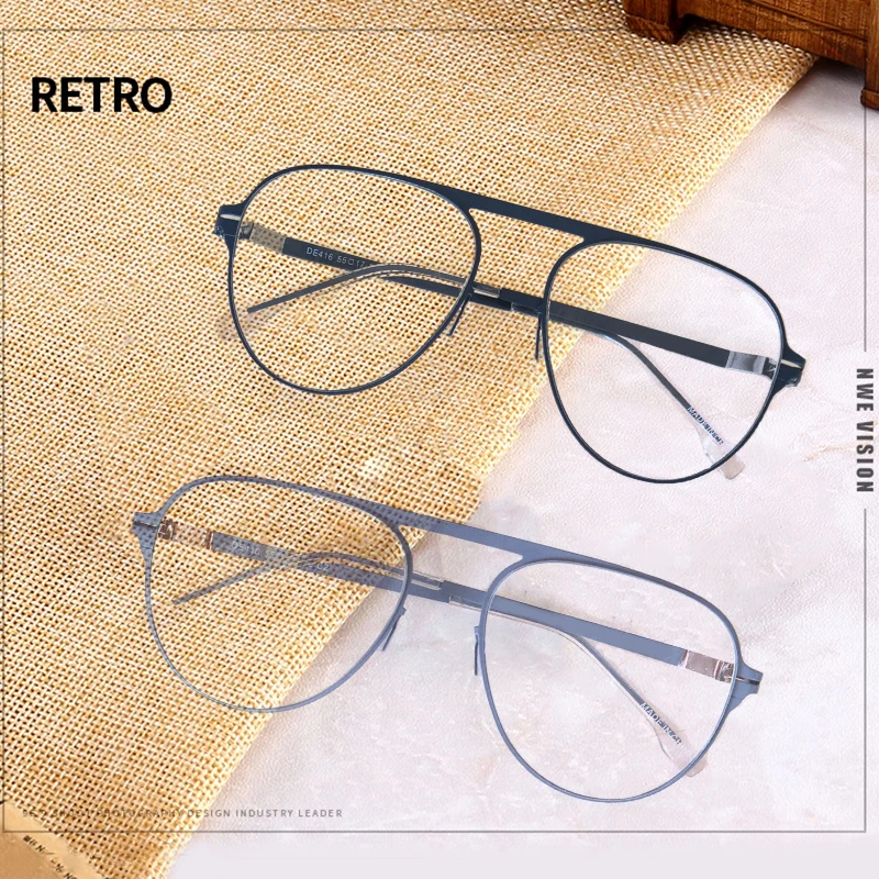 

REAL Classic Ultralight Round Shape Metal Frame Myopic Glasses Double Bridge Unisex Optical Glasses MT0416