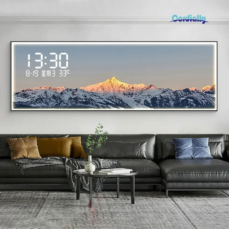 Digital Electronic Clock Living Room Decoration Painting Wall Clock Home Decor Items Noiseless Silent Modern Wall Clock