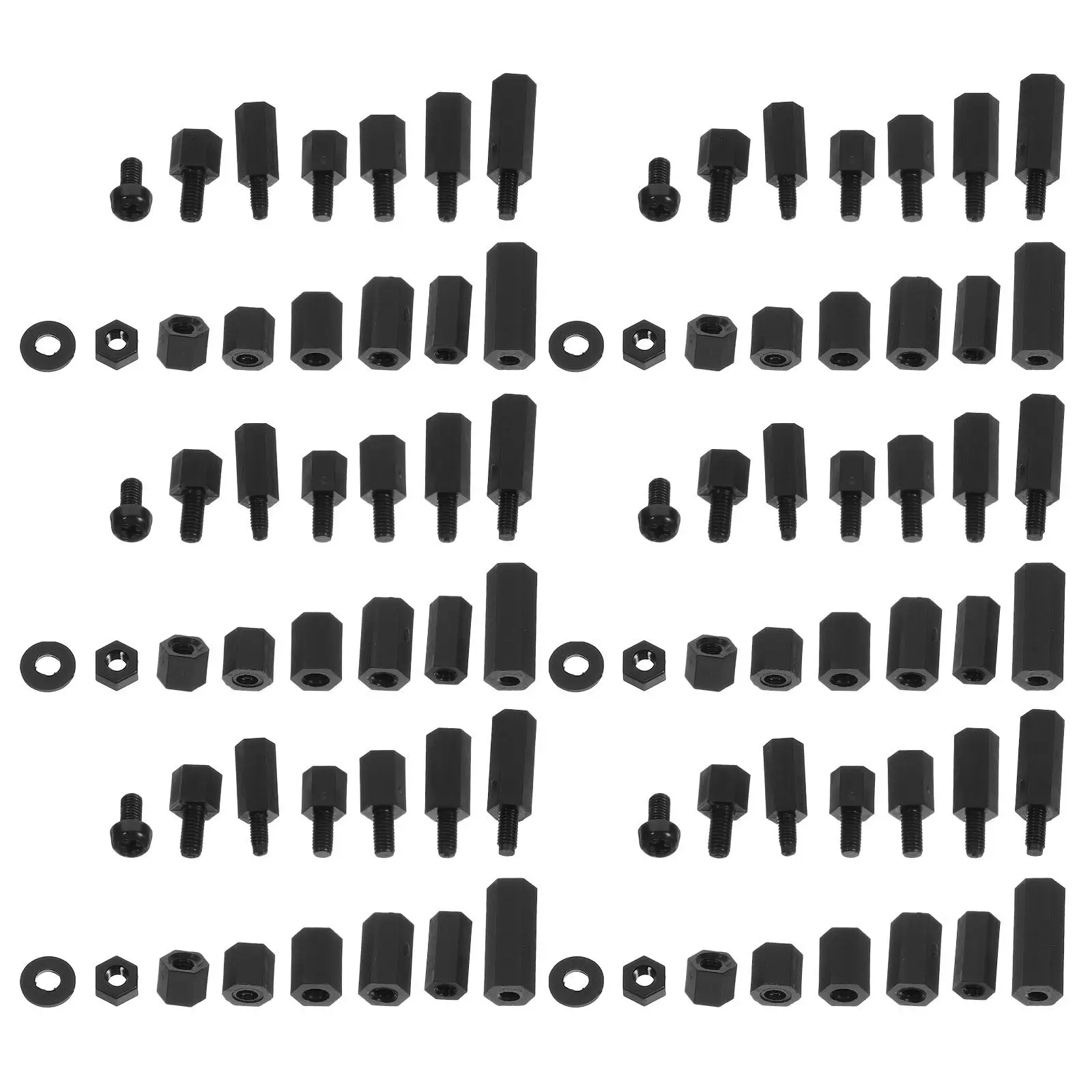 

1 Set Black Nylon Threaded Standoffs Spacers Assortment For Pcb Circuit Board Isolation Insulated Fireproof Hardware Replacement