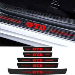 Carbon Fiber Car Door Sill Trim, Anti Kick Guards, Pedal Adesivos, Tronco Traseiro, Limiar, Decalques de Placa Protetora, Logotipo VW GTD