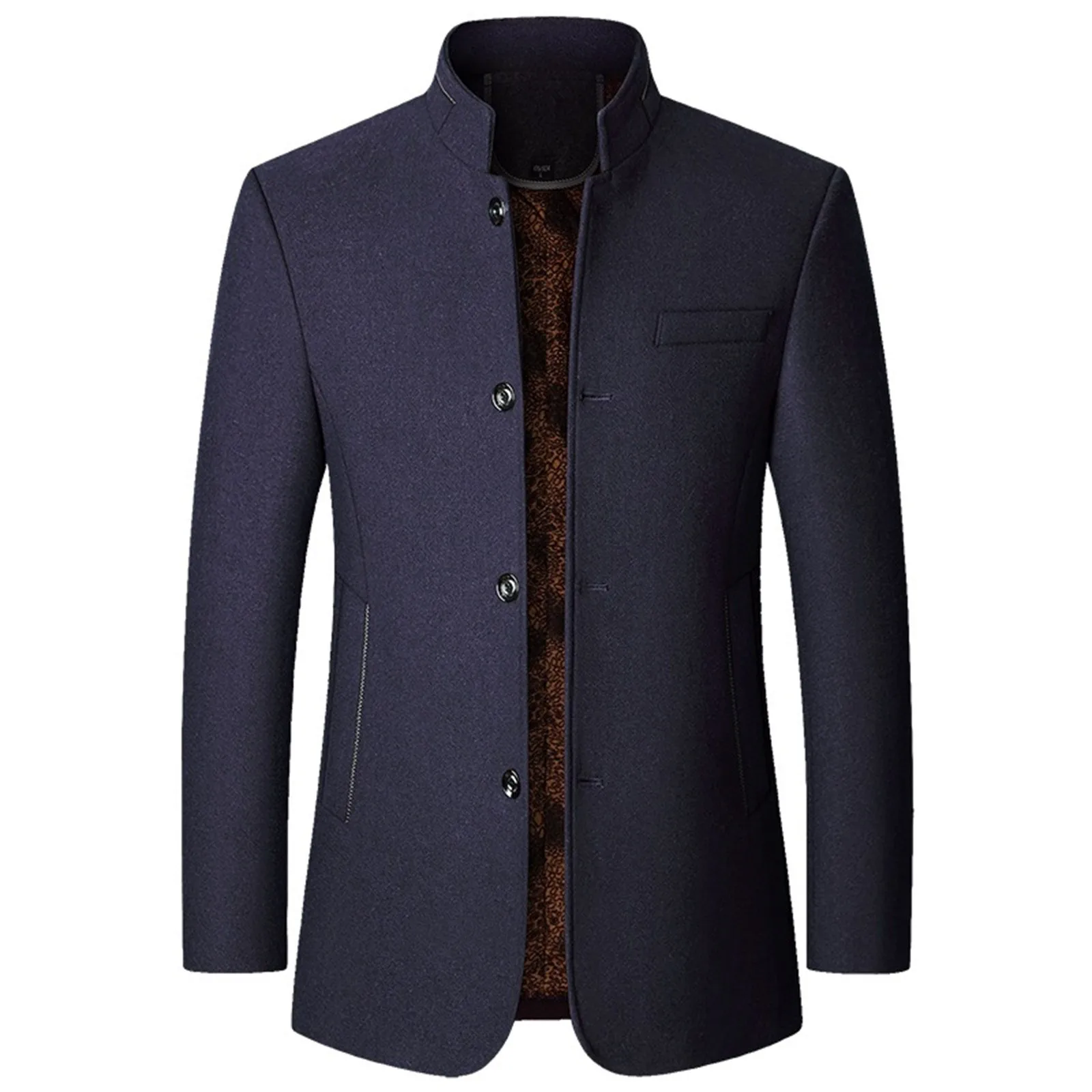 

Men Woolen Trench Coats Cashmere Blazers Jackets Stand-up Collar Business Casual Suits Coats Male Winter Jackets and Coats