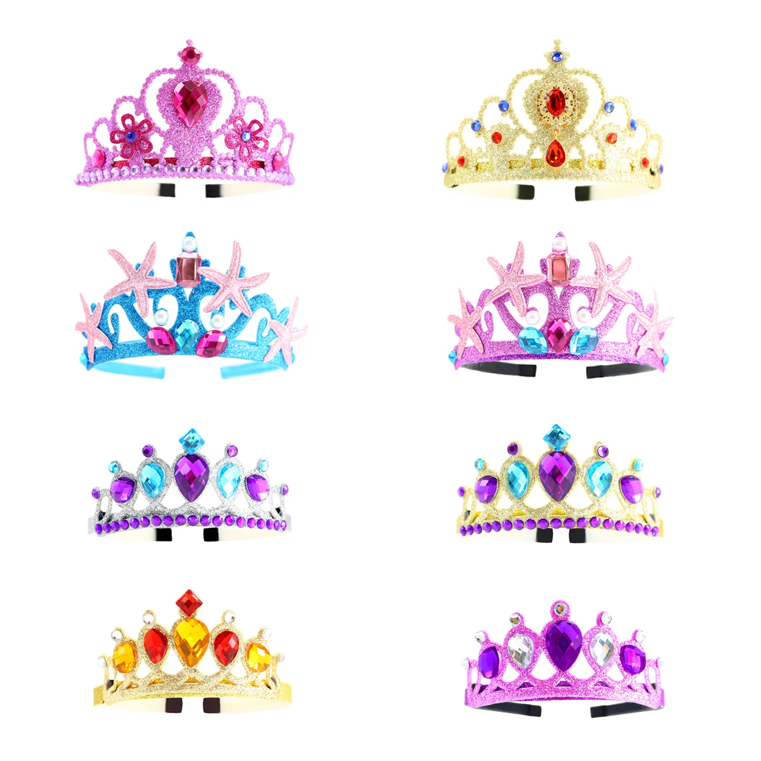 

Girls Little Mermaid Hairband Purple Crown Hair Accessories Ariel Queen Headband Kids Sebastian Diamond Shell Ears Headwear