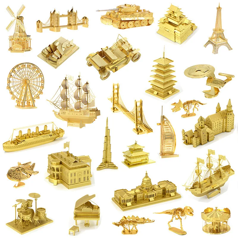 

Brass 3d Metal Puzzle "Spaceship, Tank, Famous Architecture", Diy Manual Creating Assembled Model Toy, Collect Ornament,XT67