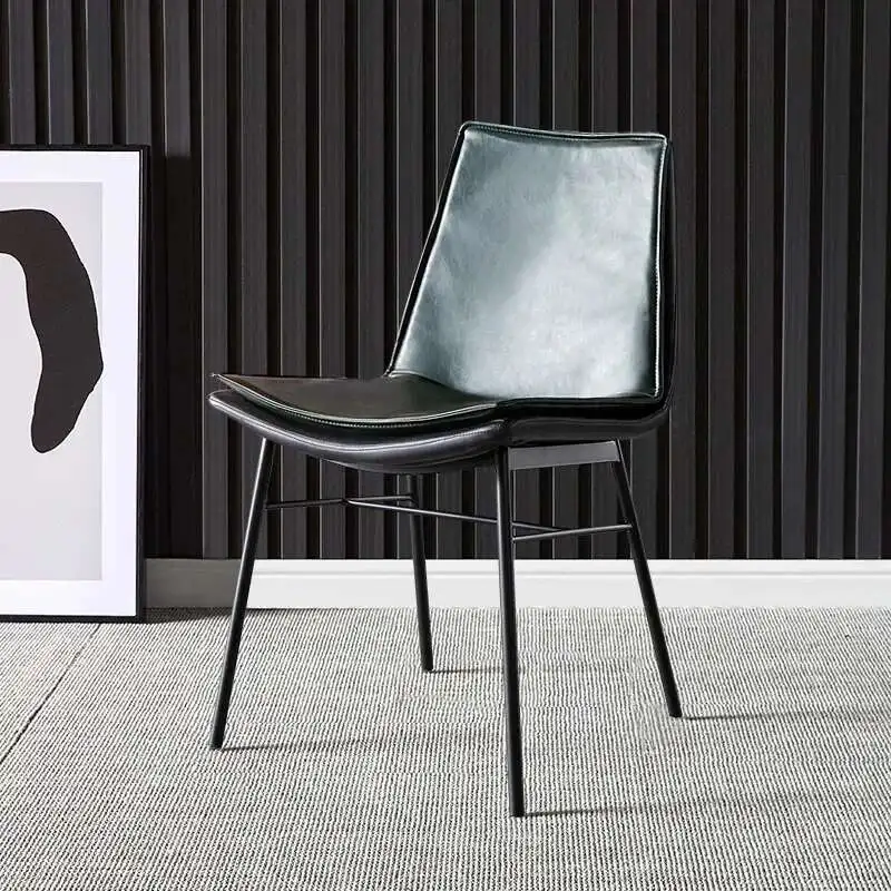 

Luxury Kitchen Dining Chairs Metal Beautiful Ultralight Faux Leather Dining Chairs European Trendy Sillas Home Furniture