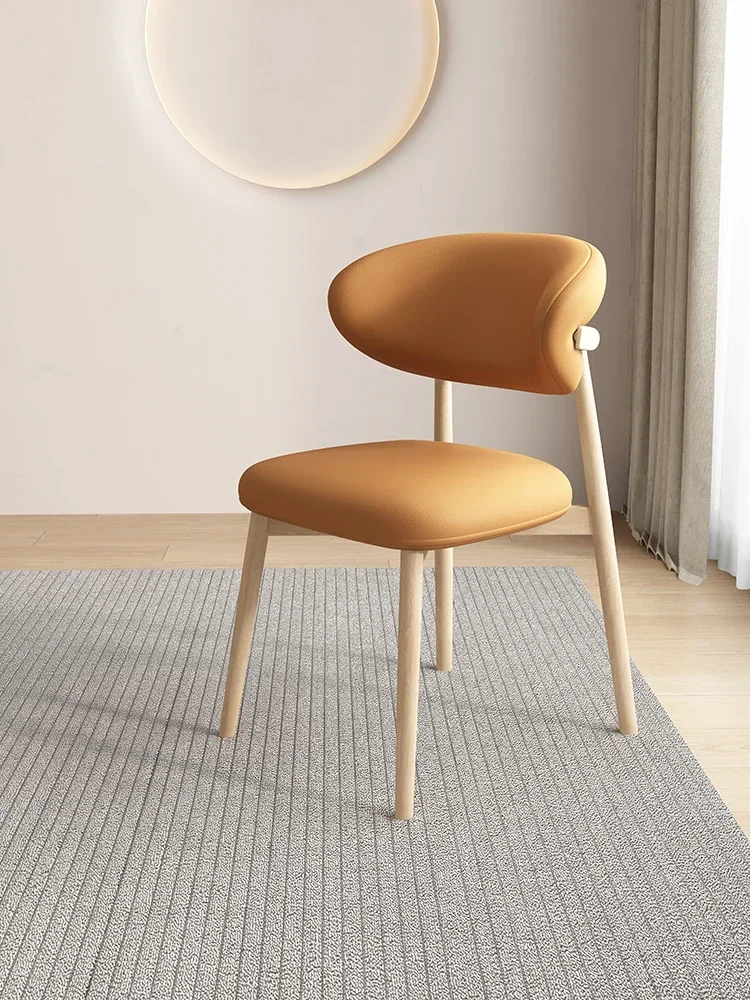 Nordic solid wood dining chair household stool Hotel restaurant sales department talks about chair leather chair soft bag solid