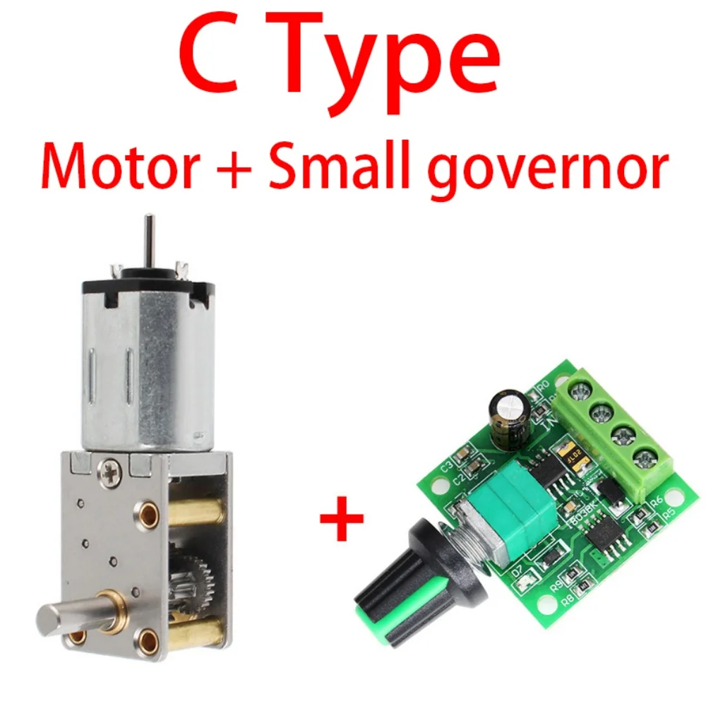 GW12T-N20 Turbo Worm Gear Motor DC 3/6/12V Micro Metal Self Locking Reversible Adjustable Speed Turbine Worm Gearbox Gear Motor