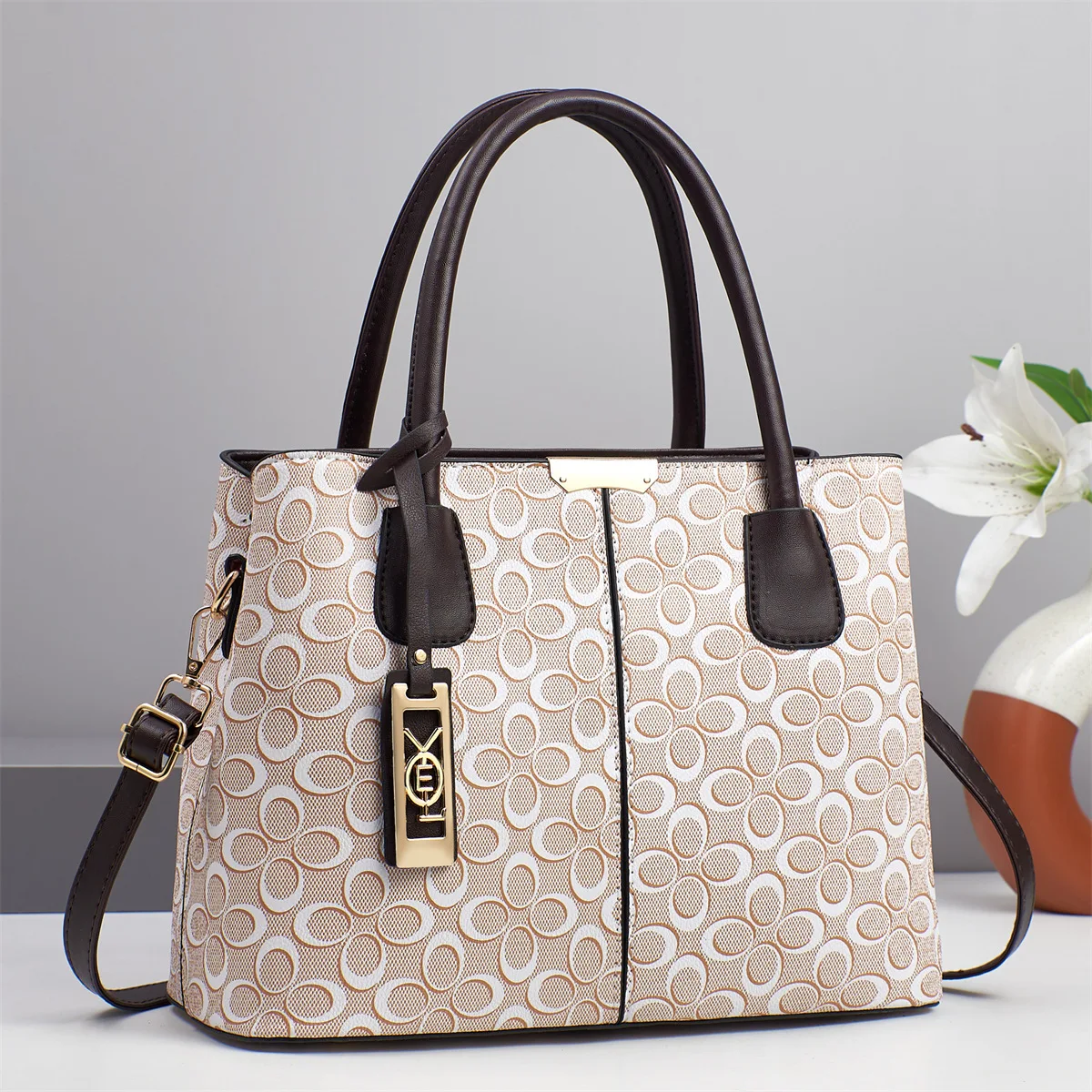 محفظة وحقائب يد للنساء 3 مقصورات بسحاب حمل حقيبة مصمم الأزياء محفظة الكتف سيدة أعلى مقبض حقيبة الحقائب