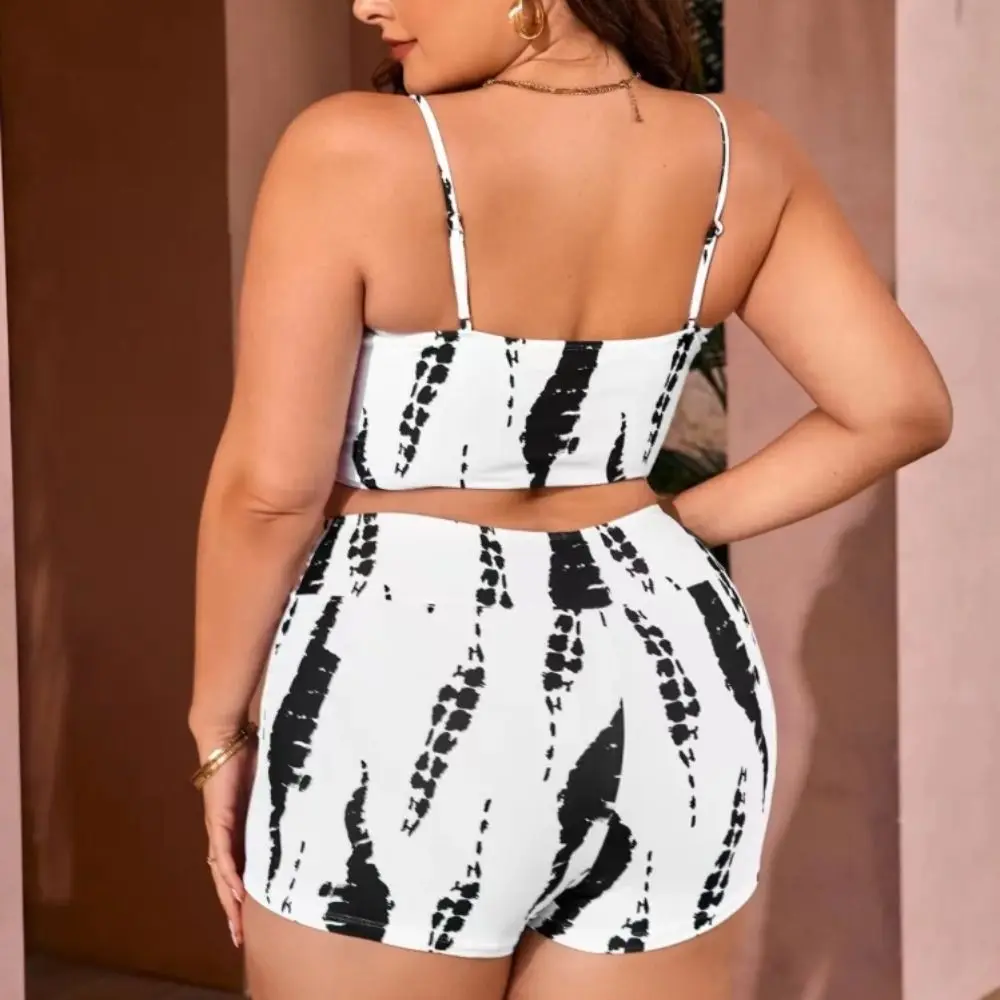 

Tie Dye High-Waist Bikini Set Cross-Border Flat Angle Separate Swimsuit High Waist Shorts Sexy Design Padded Bathing Suit