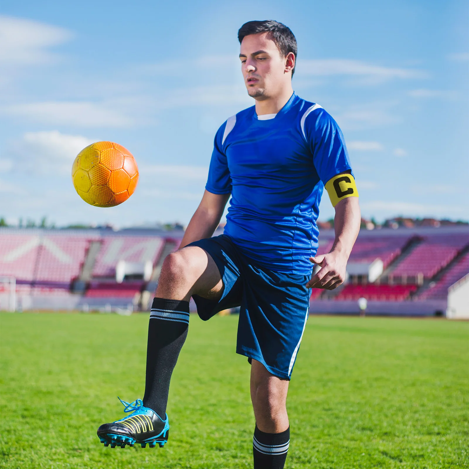 

Adjustable Football Soccer Captain Armband Durable Anti-Drop Design For Adult Big Child Team Sports Use Yellow