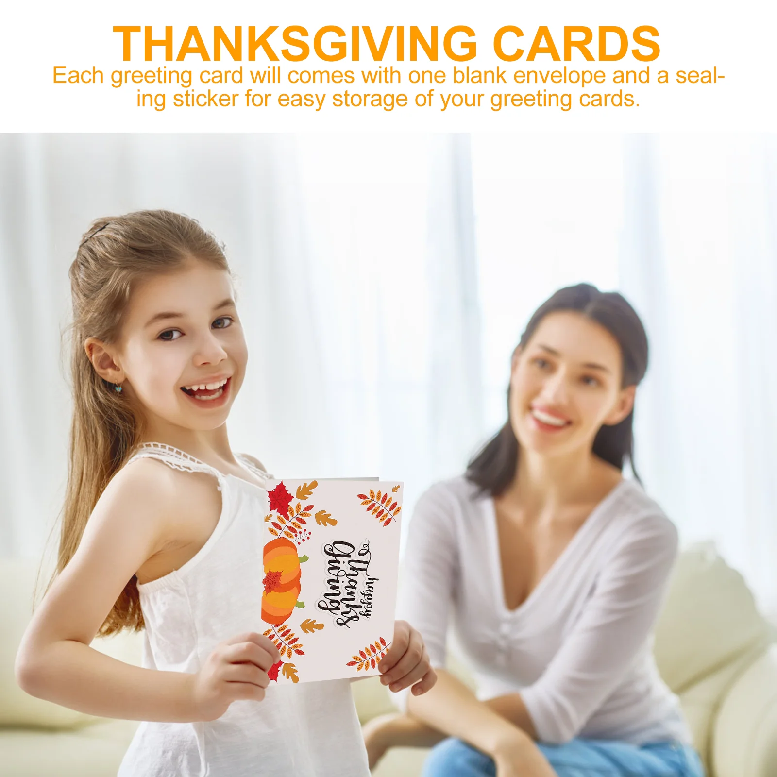 12 Pcs Thanksgiving Greeting Card Blank Cards with Envelopes Blessing Message Postcards Autumn