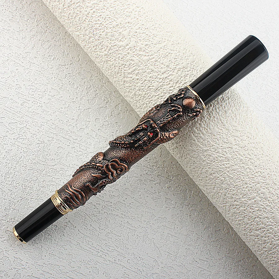 Imagem -05 - Jinhao-metal Dragon Rollerball Caneta Esferográfica Esculpido Padrão Decorativo Barril Escritório Papelaria Escola Luxo