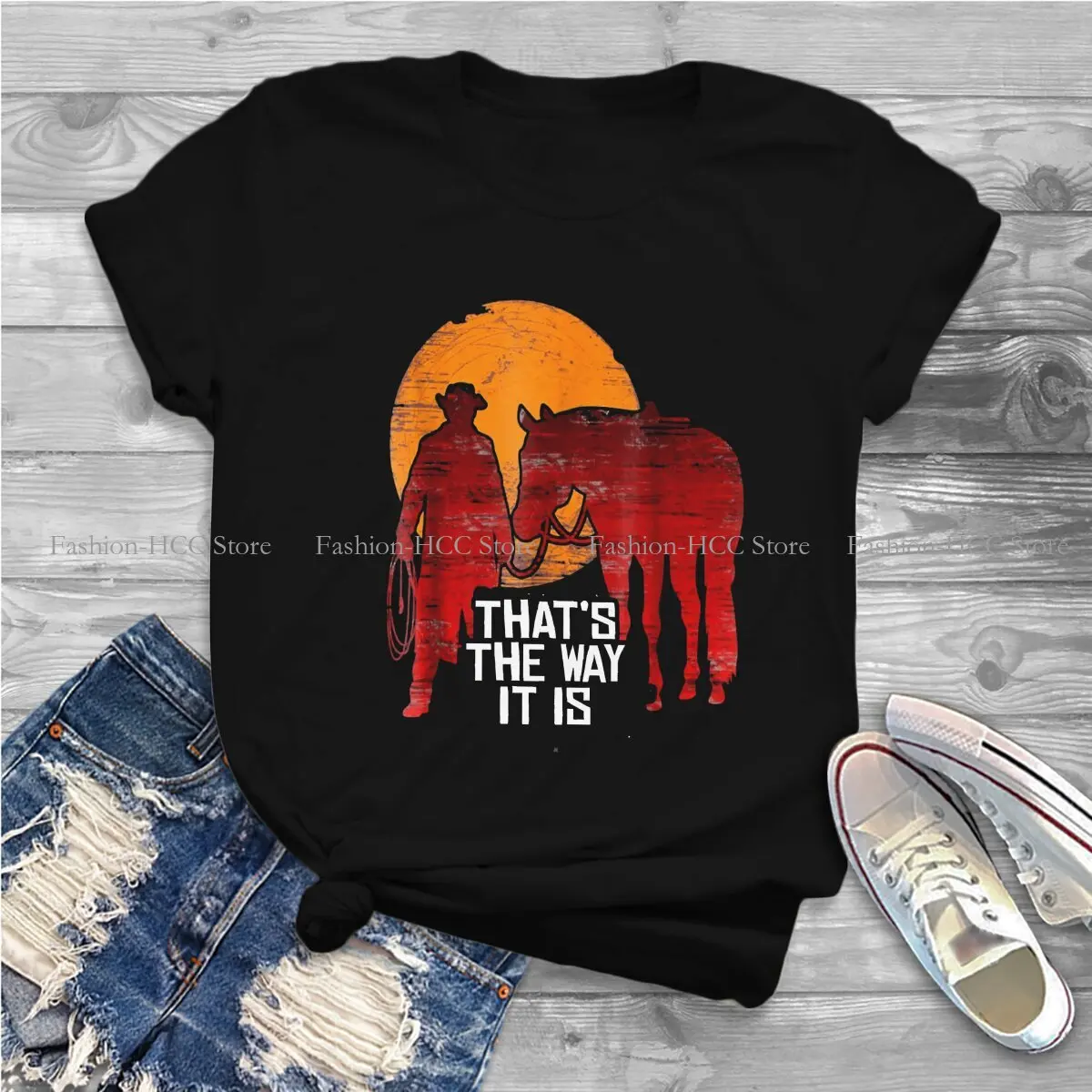 Retro Art Round Collar TShirt Red Dead Redemption Original Polyester T Shirt Woman's Tops New Design