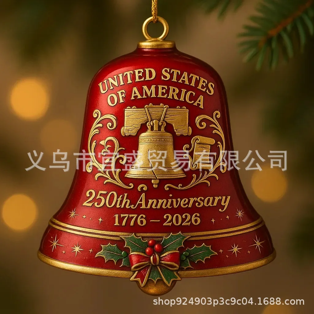 2PCS US 250th Anniversary Christmas Bell Doorbell Ornament - Patriotic & Festive Holiday Door Decoration (Collectible Gift Item)