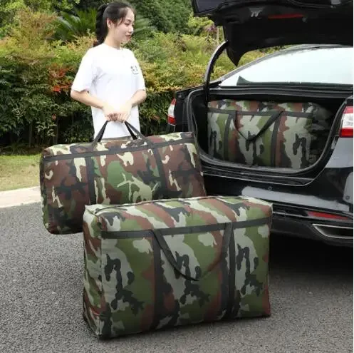 180L Camouflage Luggage Moving House Big Bag Thick Waterproof Oxford Cloth Moving Artifact Large Woven Storage Men\'s Travel Bags