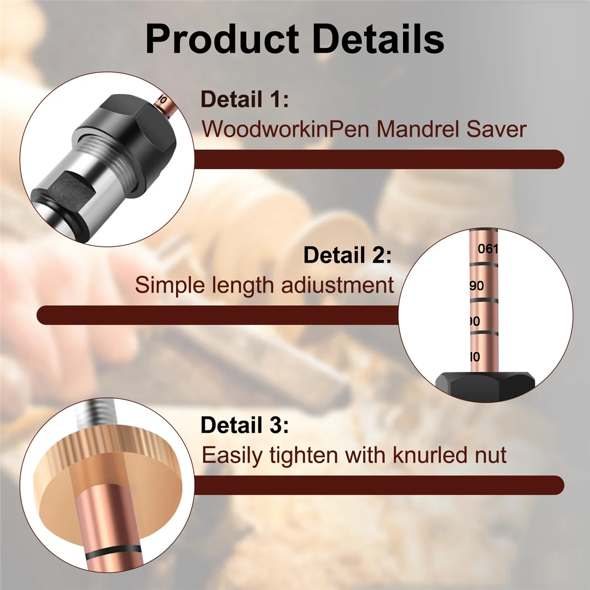 Pen Making Kit Pen Shaft and Pen Holder Trimming Set Wood Turning Mandrel for Making Pen Woodworking Lathe Accessories