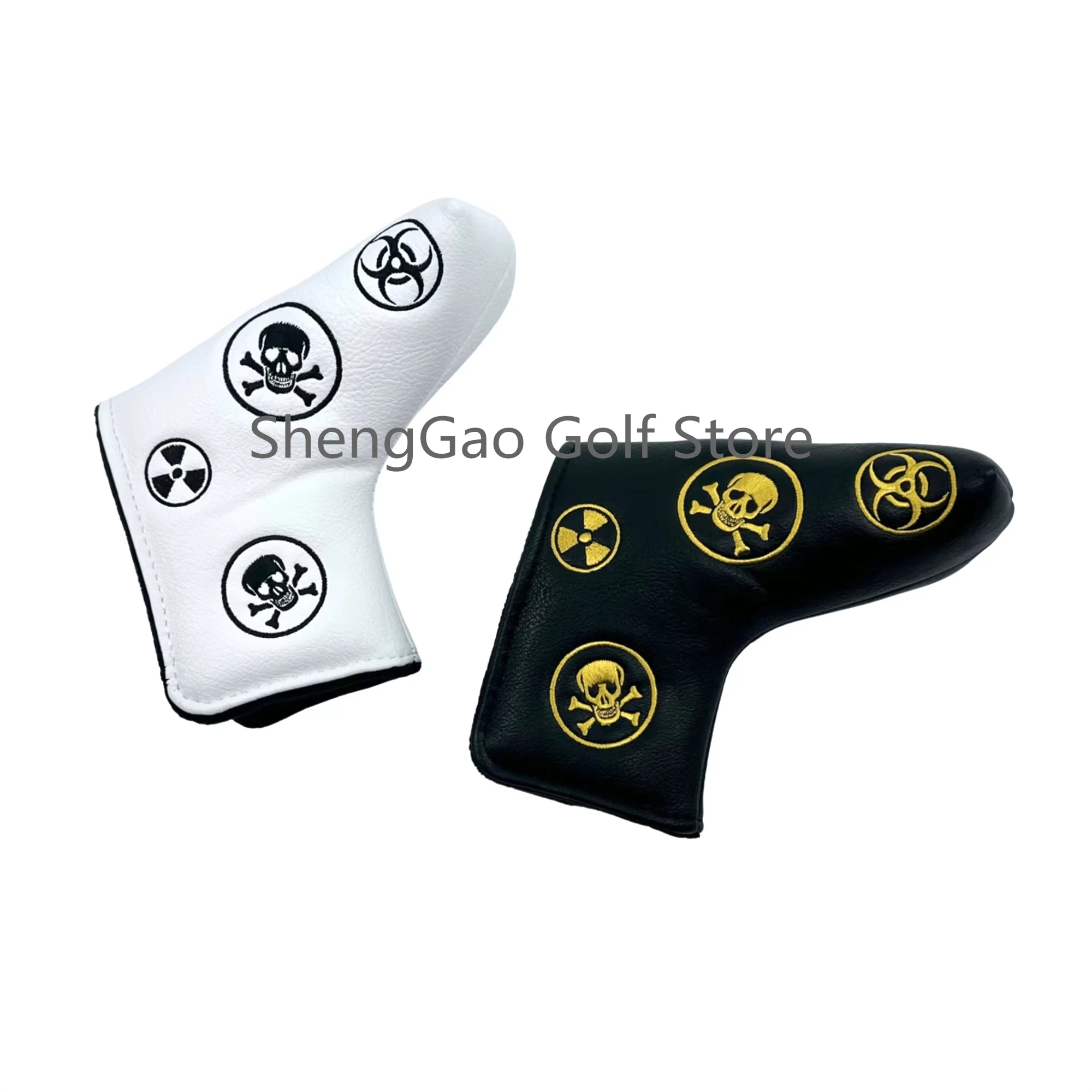 1pc Golf Putter Cover PU Leather Danger signs skull Pattern Golf Club Cover Blade Putter Cover Protector with Magnet Closure