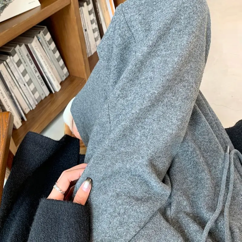 Herfst Winter Nieuwe Sle Wijde Pijpen Vloerlengte Broek Dames Fce Gevoerde Acetaatwollen Broek Casual Broek met Rechte Pijpen