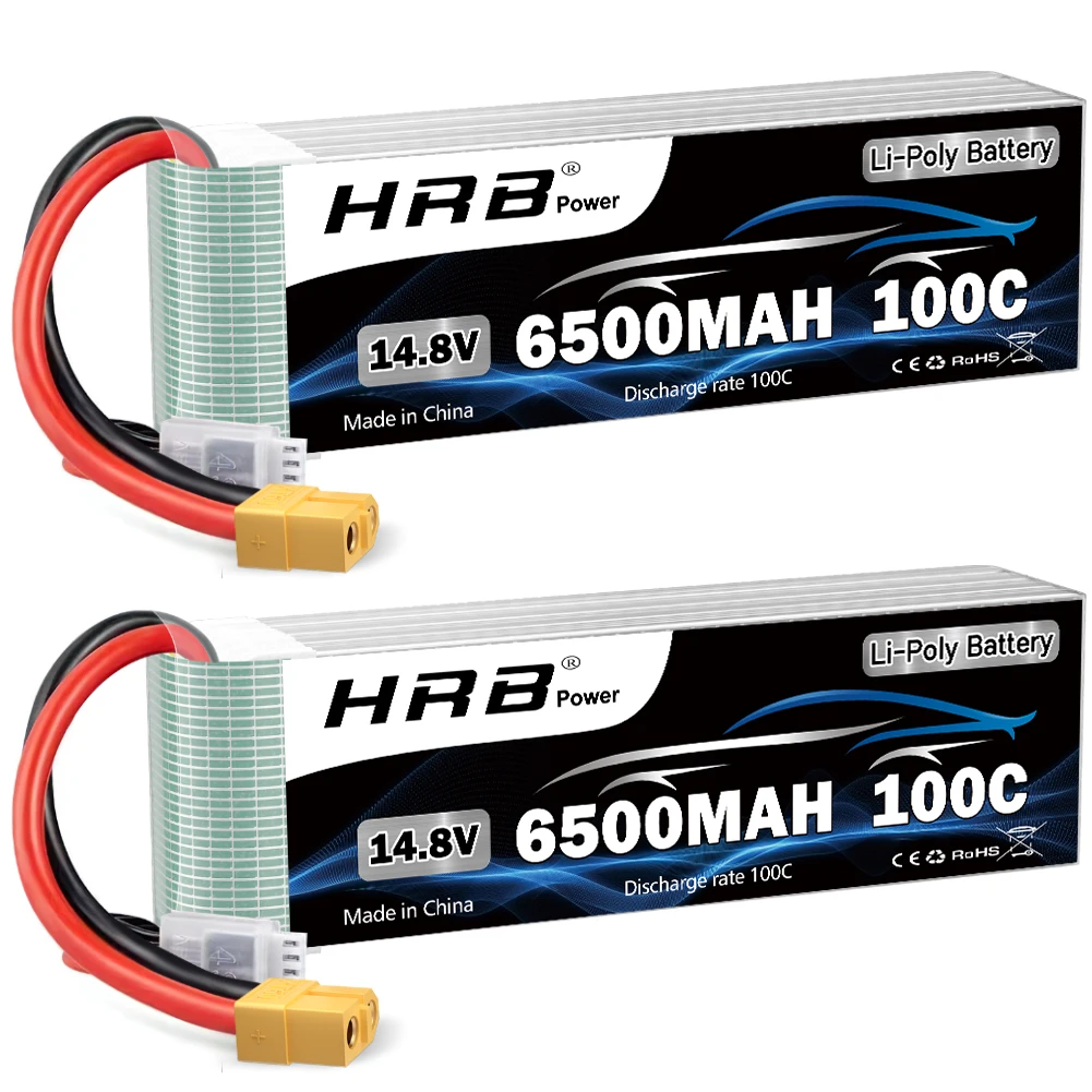 HRB 4S 14.8 فولت 6500 مللي أمبير RC يبو بطارية مع XT60 موصل 100C ل 1/10 1/12 RC سيارة شاحنة الوحش RC الطائرة بدون طيار FPV طائرة RC قارب