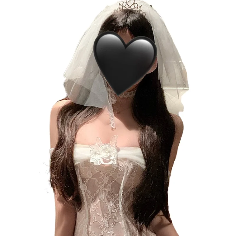 

Sexy Cosplay Wedding Dress Uniform Temptation Elegant Style Bride Role-playing Outfit Pajamas Lace Mesh Hollow Out Bandage Skirt