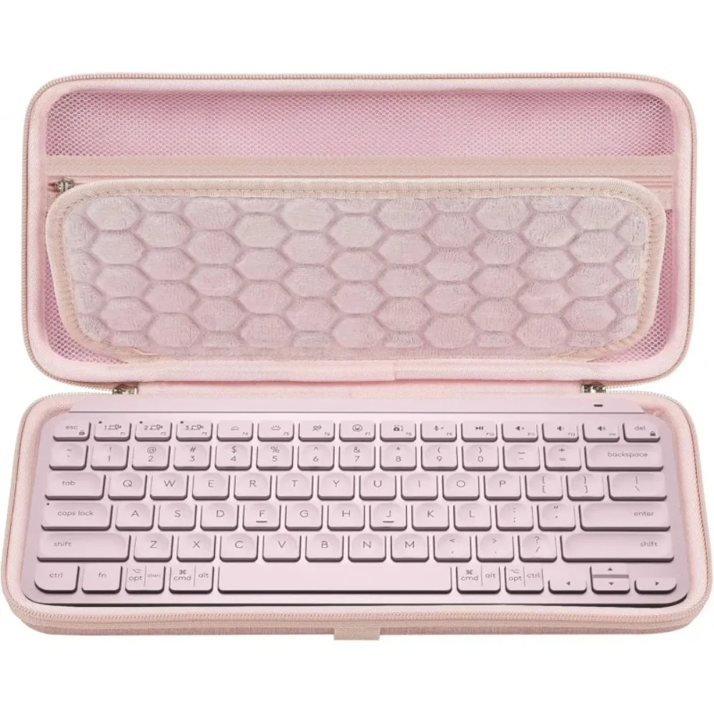 Keyboard Hard Shell Case, Compatible With Logitech MX Keys Mini, Travel Carrying Bag (Pink)