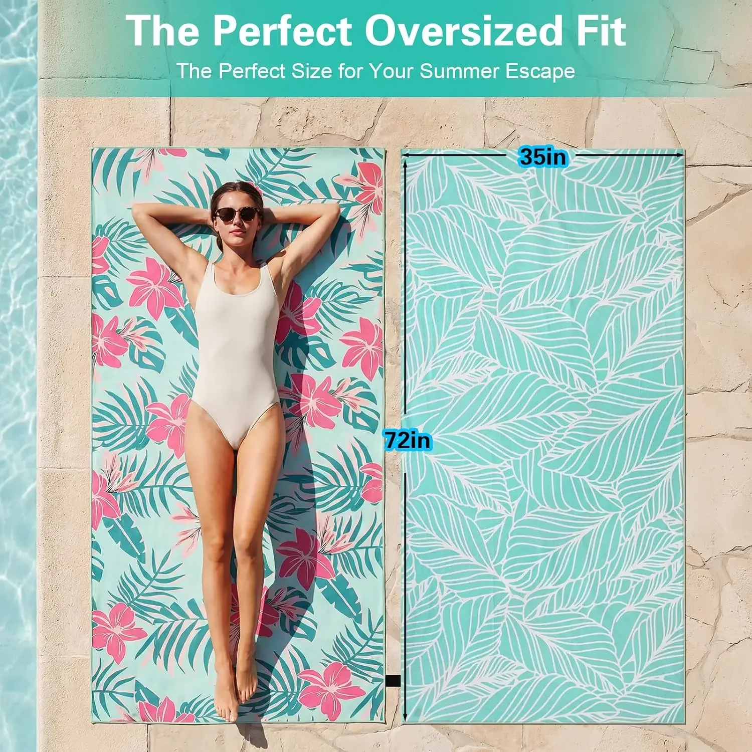 Custom Oversized Beach Towel For Women Adults, 35x72