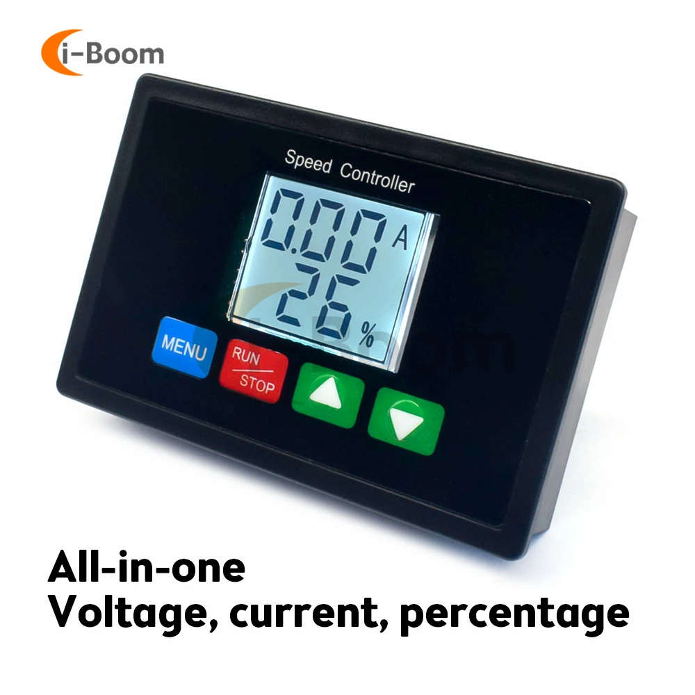 DC 10-55V 20A Motor Encoder Speed Controller Brushed motor governor LCD Backlight Digital Voltmeter Ammeter with Alarm function