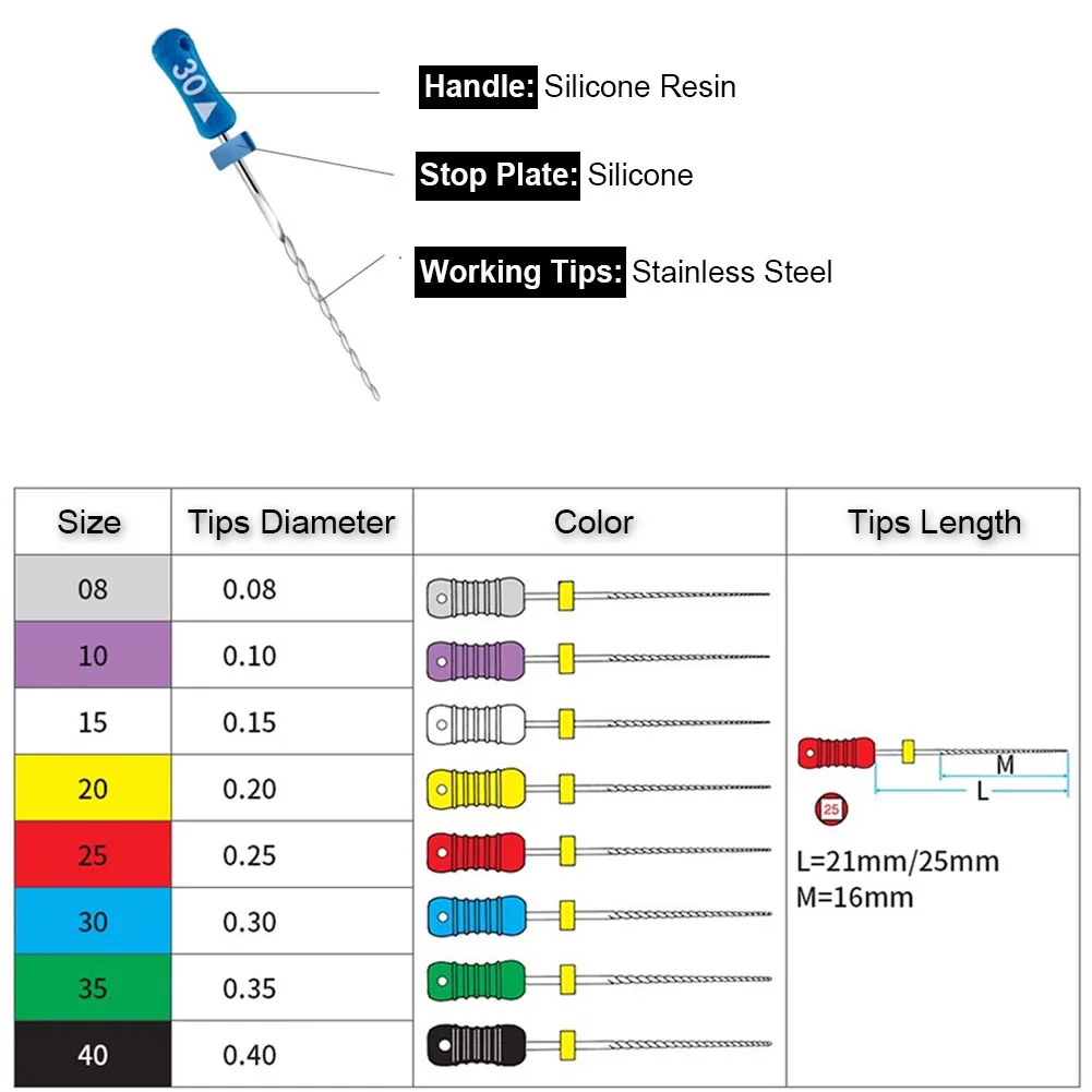5 صناديق Dentsply الأصلي ملفات قناة الجذر للأسنان K-REAMER 21 مللي متر 25 مللي متر Mallefer الوصول مرنة اليد استخدام ملفات مخرطة طبيب الأسنان K