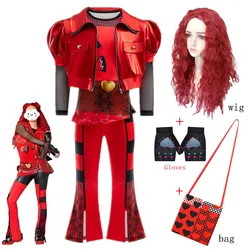 Kids The Rise of Red Costume for Girls Role Red Cosplay Costume Child Fantasia Halloween Clothes Wigs Birthday Party Fancy Dress
