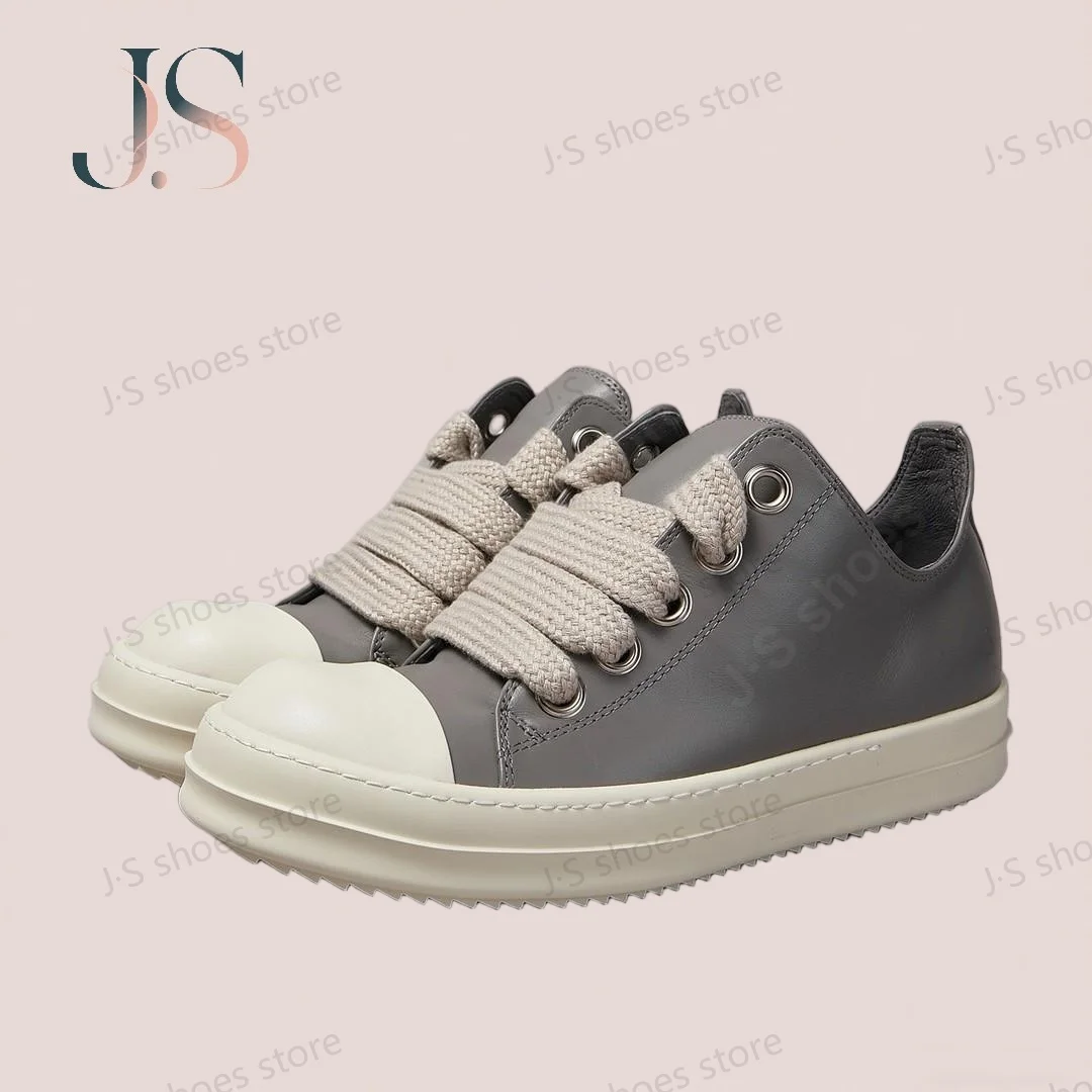 

Ricks Мужская обувь Серые кожаные низкие кеды Jumbo Laces Owens Женские кроссовки Повседневная обувь Owen Design Туфли на толстой подошве Кроссовки