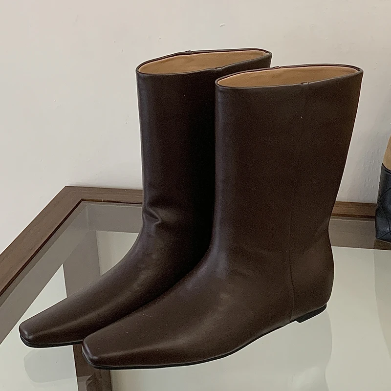 Eilyken نمط لينة بولي Leather الجلود أشار تو حذاء من الجلد النساء أسافين الكعوب موجزة أحذية الشتاء بوتاس دي Mujer #1