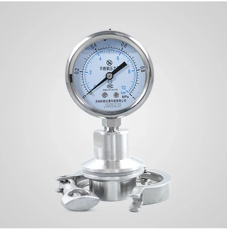 Yntp-60bf Sanitary Clamp Type Quick Mounting Diaphragm Gauge Stainless Steel Sanitary Diaphragm Pressure Gauge