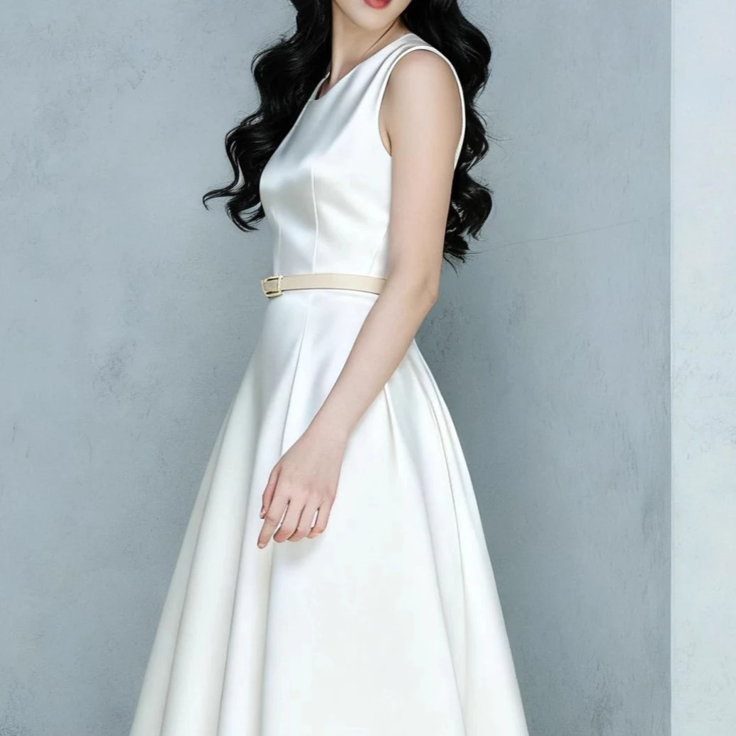 Abito con scollo a V color albicocca Abito da donna senza maniche elegante a vita alta Abiti aderenti Design da passerella Abbigliamento vintage Lady Party