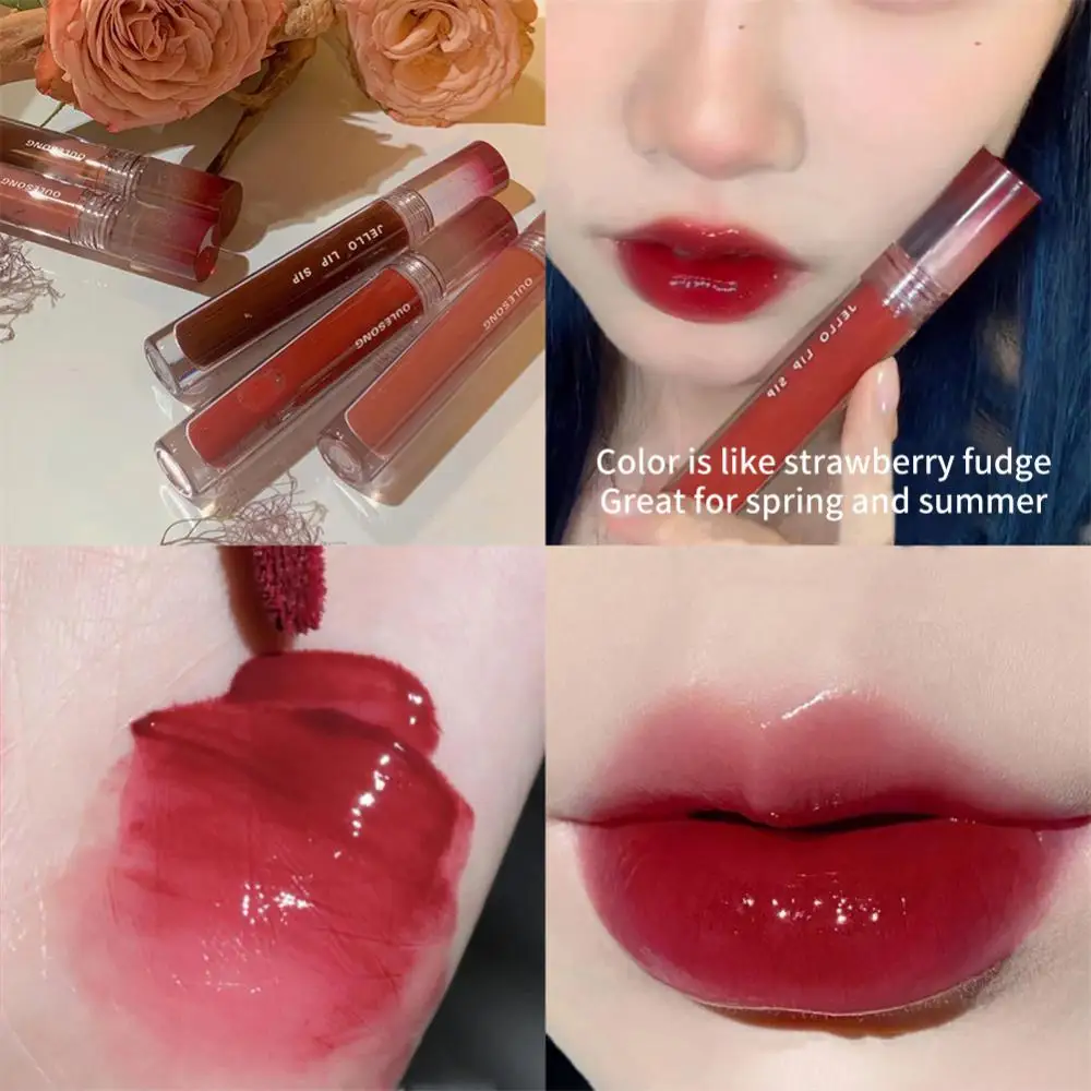 Lip Glaze Mirror Water Lip Gloss 6 Colors Moisture Lipstick Lips Makeup Watery Lipgloss Milk Tea Red Lip Tint Cosmetics