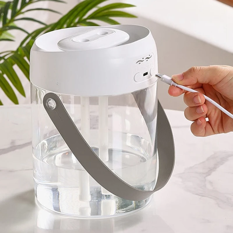 1 PCS 2L Double Nozzle Humidifier Office Desktop Portable Air Atomizer USB Chargeable Digital Display Humidification Nebulizer