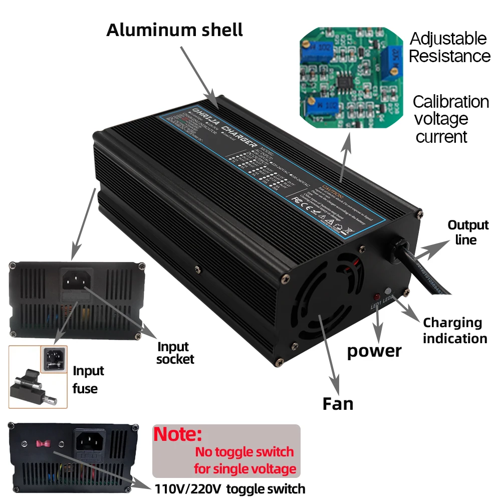 Imagem -02 - Carregador Case de Alumínio Inteligente é Adequado para 16s 51.2v ao ar Livre Lifep04 Bateria Robô Seguro e Estável Ohrija 58.4v 15a