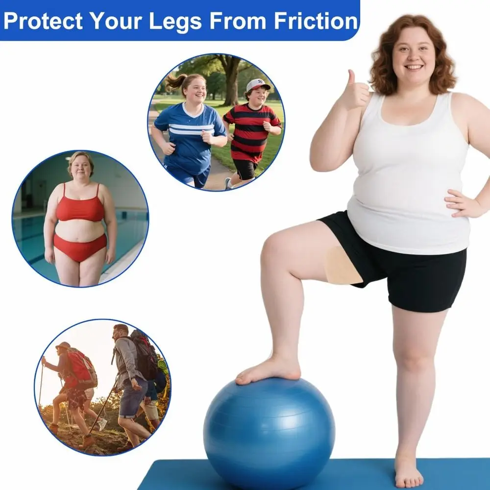 Almohadillas para frotar interiores del muslo, parches transpirables para el muslo, antifricción, parches para el muslo interior, cintas, parches de fricción antirozaduras, 1 ud.